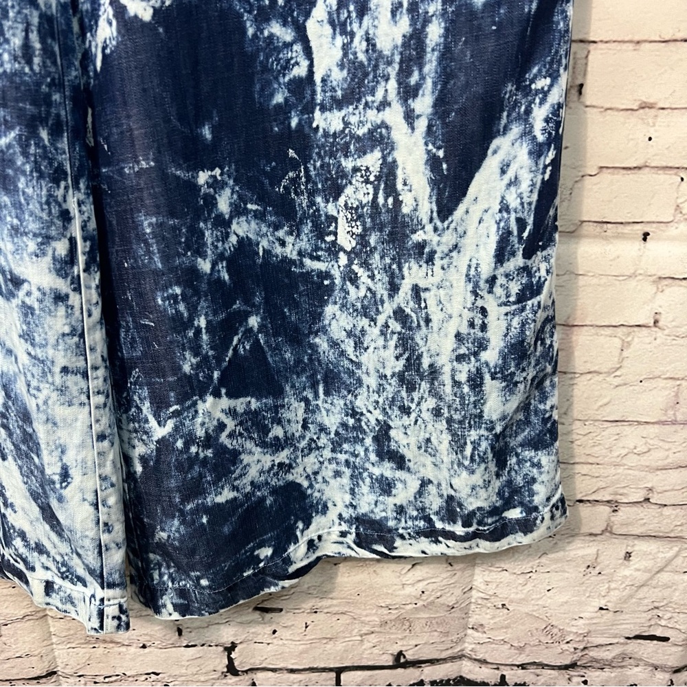 NWT Venus Blue Tie Dye Wash Wide Leg Flare Pants Pull-on  Large Long Boho Lagenl - Picture 3 of 11